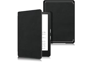 Kepuch Custer Coque pour Kindle Paperwhite 11th 2021 6.8" /Paperwhite 5,PU-Cuir Étui Housse - Noir