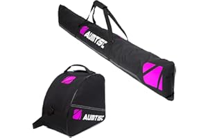 AUMTISC Housse Ski Rembourrée,Sac Ski - Sac de Ski et Chaussures avec Longueur Réglable jusqu'à 200 cm - Parfait pour Skis, Bottes et Casques