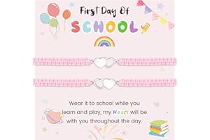 VU100 Back to School Gifts Mother Daughter/Son Bracelets Gifts Heart/Dinosaur Bracelets First Day of School Gifts Separation Anxiety Gift for Girls Boys Granddaughter Grandson