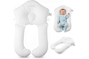 Ecofocet Baby Kissen, Baby Seitenlagerungskissen, Babykissen Plagiozephalie, Abnehmbar und Waschbar, Verstellbare Lagerungshilfe für Kopf und Körper, Kopfstützkissen gegen Plattkopf 72 x 45 cm