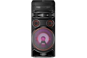 LG XBOOM RNC7, 3-drożny system dźwiękowy z 5 głośnikami (Dolby Audio, funkcje karaoke i DJ, oświetlenie), czarny [model 2023]