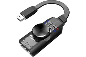 ERYUE Kopfhörer-Mikrofonbuchsen,GS3 USB 2.0 Externe Soundkarte, virtueller 7.1-Kanal-Soundkarten-Adapter, Plug-and-Play mit Kopfhörer-Mikrofon-Anschlüssen, Lautstärkeregelung, Stummschaltung des