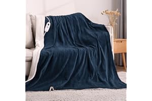 CURECURE Heated Throw Blanket Throw 130x180cm Flannel Blanket, 130x180cm Soft Flannel Warm with 6 Hours Auto Off & 4 Heat Settings, Home Office Use - Nevy Blue