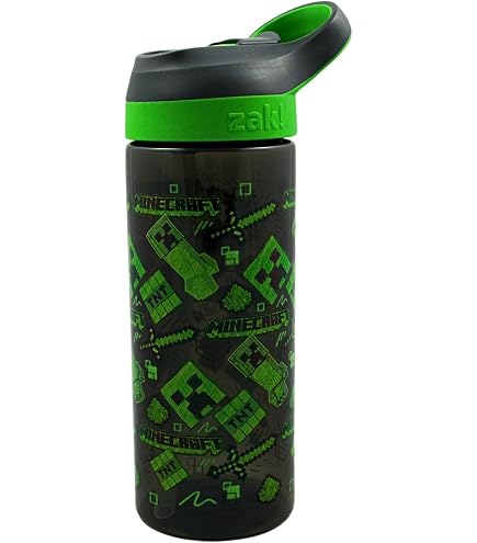Bouteille D'eau Minecraft Creeper 750 Ml - Avec Paille Et Couvercle Vert - Bouteille Isotherme Pour Enfants