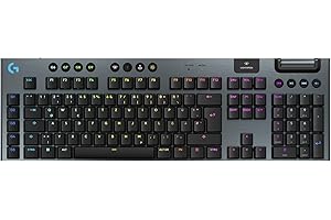 ‎LOGITECH G Logitech G G915 X LIGHTSPEED – flache kabellose Gaming-Tastatur mit Double-Shot-PBT-Tastenkappen, RGB-Hintergrundbeleuchtung, roten linearen GL-Switches für PC/Mac, DEU QWERTZ-Layout - Schwarz