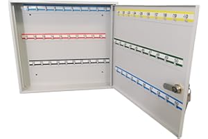 ‎LEOMAR LEOMAR Schlüsselschrank, Schlüsselkasten mit 60 Haken, Schlüsselbox aus Stahlblech, mit Festen Hakenleisten, Organizer zur Wandbefestigung, Abschließbar, mit Montagematerial, 6 x 35 x 32 cm