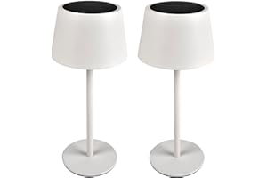 ‎GREENANDCO greenandco 2x Solar Tischleuchte weiß | kabellos | wiederaufladbar | dimmbar | touch control | 3000-5000K | CRI 90 | 2600mAh | für den Außenbereich geeignet