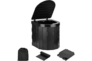 ZOUTPY Toilettes Portables Pliables Pour Camping - Accessoires d'Extérieur Autopropulsés Avec Couvercle Noir Intégré + Sac de Rangement + 20 Sacs de Nettoyage