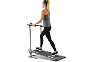 Sunny Health & Fitness Tapis de Course Manuel, Non électrique, Pliable et Compact, Tapis de Course Silencieux, Moniteur numérique pour Appartement, Salle de Sport, Bureau à Domicile