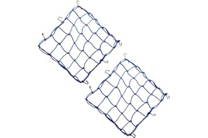 TREONK Rete Elastica Moto - 2 pcs Rete Ragno Moto Portaoggetti Portapacchi con 6 Ganci per FIssaggio Alla Moto 40X40 cm