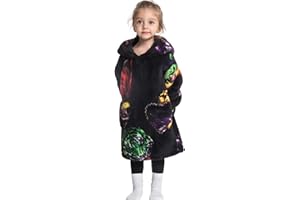 JOREAY Kids Oversized Blanket Hoodie, Little Girls Boys Snuggle Fleece Hooded Wearable Blanket, Fluffy Giant Sweatshirt for Toddler