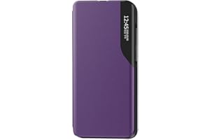 SEAHAI Funda para Xiaomi Redmi 12C / Xiaomi Redmi 11A Estuche, Carcasa Ultra Slim Ligero Flip Libro Funda Translúcido View Standing Cover PC + PU Bumper Soporte Plegable Case - Púrpura