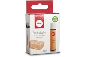‎RAYHER Rayher Hobby 34246210 Seifenfarbe, 10 ml, geruchsneutral, 100% vegan, schadstofffrei und ökologisch abbaubar, im wiederverschließbaren Kunststofffläschchen mit Schraubdeckel, gut dosierbar, orange