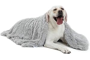 ANWA Calming Dog Blanket, Large Size, Shag Vegan Fur, Soft, Multiple Use, 48'' x 41''