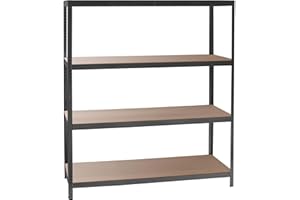 WilTec Estantería para Cargas Pesadas Negra 160x60x180cm Sistema de Encaje 4 baldas 175kg/nivel