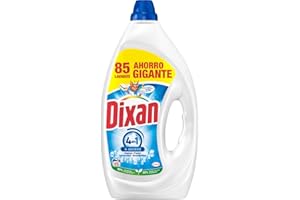 Dixan Gel Total 4+1, Detergente Líquido para Lavadora 85 Lavados, jabón líquido para lavar la ropa blanca y clara. Limpieza, luminosidad, frescor y sostenibilidad
