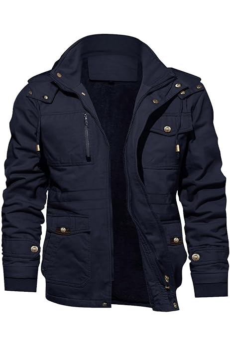 WenVen Cazadora Ligera Entretiempo Chaqueta Tres Cuartos Multibolsillos  Chaqueta Informal Ajustados Chaqueta Fina Joven Hombres Caqui Small:  : Moda