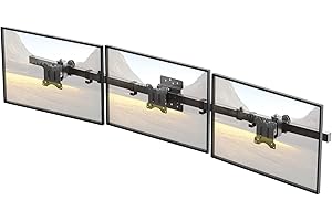 PUTILSEN MOUNT Supporto a parete per monitor 3 monitor per schermi piatti e curvi da 17 a 32 pollici, inclinabile e girevole, VESA 75x75/100x100mm, max. 7 kg per schermo, Nero