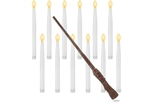 KUKIKUKI 12 Bougies à LED Flottantes Magiques à Suspendre avec Baguette, LED Bougies Sans Flamme Bougies à Piles pour maison, église, fête, Christmas, décoration de Noël