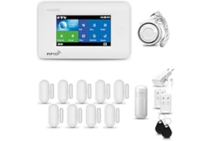 HUXGO® HXA006 Funk Alarmanlage Set WiFi + GSM mit Sirene | Alarm System mit Bewegungsmelder, 9X Tür- Fenstersensor, Fernbedienung | Wohnmobil Alarmanlage | Smart Home Security
