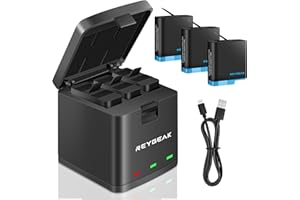 REYGEAK per GoPro Hero 8 Hero7/6/5 Caricabatterie per Fotocamera con Caricatore USB di Tipo-C a LED 3 Canali per GoPro Hero 8/7/6/5 Black Batteria Caricatore (Caricabatterie + 3 batterie)