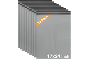 WISYOK 24x17 Inch Grey Mailing Bags, 12 Pack Large Parcel Bags, Strong Delivery Package Bags, Self Seal Bags, Postage Bags, Shipping Bags - 1 Size