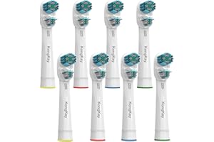 KongKay Lot de 8 têtes de brosse à dents de rechange pour Oralb Dual Clean, générique à double tête compatible avec brosse à dents électrique Oralb Braun