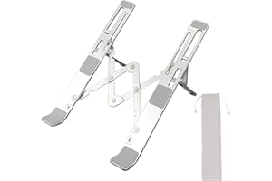 Smart Kraft ALUMINUM ADJUSTABLE LAPTOP STAND FOR DESK, FOLDABLE LAPTOP RISER FOR DESK, COMPUTER STAND FOR MACBOOK PRO/AIR, HP, LENOVO, SONY, DELL & MORE (10-15.6” LAPTOPS & TABLET) DOUBLE CROSS