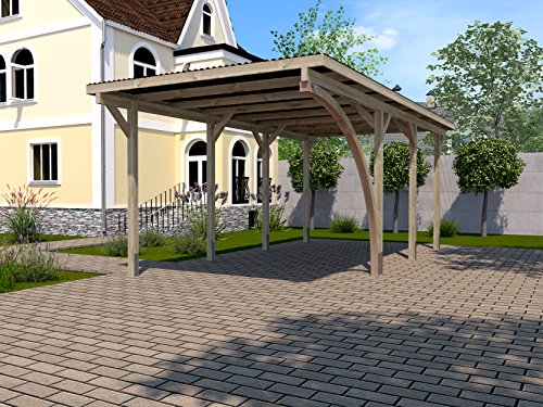 Weka Carport, Einzelcarport 606 A Größe 2 mit Rundbogen, kdi, 300x600x235 cm, 606.3060.40.00