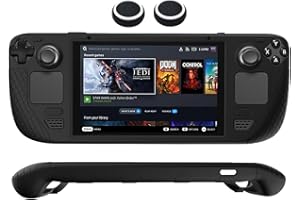 carinacoco Silicone Protective Case for Steam Deck Handheld, Soft Ultra-thin Anti-Scratch Shock-Absorption Rugged Bumper Non-Slip Game Console Cover with 2 Thumb Grips, Black