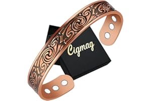 Cigmag 9X Mens Copper Bracelet Ultra Strength Magnet 99% Solid Pure Copper Magnetic Bracelets for men Adjustable Cuff Bangles with Present Box (Classic Viking)