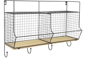 THE HOME DECO FACTORY ka2955 Almacenamiento Pared, Metal, Negro, Talla única