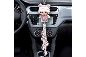 PTNKUIIY Kristall Diamant Rückspiegel Ornament - Bling Strass Anhänger für Auto Spiegel - Hängende Dekoration für Innenraum - Für Frauen & Männer, Rosa