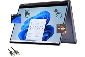 Dell Notebook Inspiron 14 2 in 1, display touchscreen FHD da 14", AMD Ryzen 5-8640HS (fino a 4,9 Hz), DDR5 da 64 GB, SSD PCIe da 2 TB, KB retroilluminato, lettore FP, lettore di schede SD, WiFi 6E,