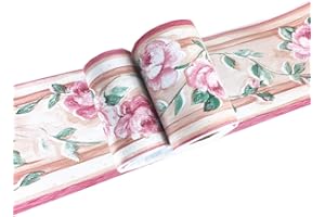 WDRAGON Adesivo da parete con motivo floreale rosa, per bagno, cucina, soffitto, paraschizzi, piastrelle, impermeabile, rimovibile, 10 cm x 10 m