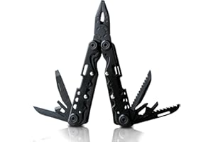 Multitool Knife, BOLTHO 12 in 1 Portable Multifunctional Tool Pliers with Durable Nylon Sheath, Bottle Opener, Screwdriver, Saw-Perfect for Outdoor, Survival, Camping, Fishing, Hiking - Black