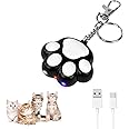 Mumoo Bear 7 in 1 Cat Dog Red Pointer Light Toy, Portable Cat Paw Toys Interactive Mini Pendant Keychain Toy, USB Rechargeable LED Cat Pen Light, Pet Scratching Practice Chase Training Tool (Black)