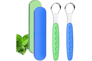Lot de 2 gratte-langue en métal de qualité médicale pour adultes et enfants, pour une haleine fraîche, pour éliminer la mauvaise haleine en quelques secondes
