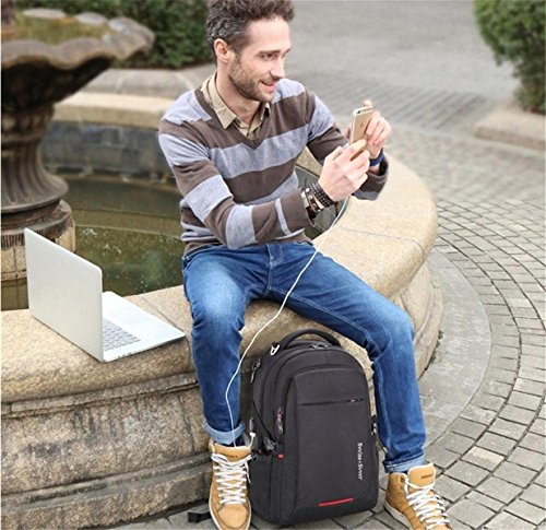 Ammon Lowen Laptop Rucksack 17 Zoll Business Backpack Damen Herren Tagesrucksack Mit USB Ladeport 35 40 Liter f  r Herren M  nner Reise B  ro