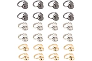 Aweisile Rivetti Stud con Anello 60 Pezzi Testa Rotonda Borchie Rivetti Borchia Vite Rivetto con Anello per Mestieri di DIY Arte e Artigianato in pu Accessori Argento Nero e Oro 8mm