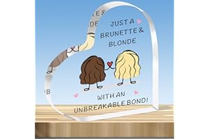 JMIMO Best Friend Birthday Gifts for Women Special Friend Present Bestie Gifts for Christmas - Brunette & Blonde with Unbreakable Bond