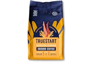 TrueStart Ground Coffee 200g, Smooth Energising Colombian - Ground Coffee for Cafetiere, V60 & Aeropress, Mycotoxin-Free, Rich in Antioxidants, Freshly Hand Roasted Speciality Grade, Medium Roast