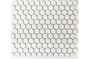 MOSANI MOS11A-0111 Mini carreau hexagonal en céramique, blanc mat, pour mur, douche, salle de bain, cuisine