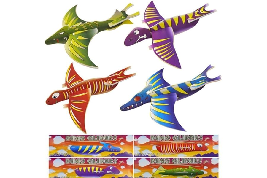 G4GADGET Pack of 12 Dinosaur Flying Glider Planes Kids Gift-Party Loot Bag Stocking Fillers Fun