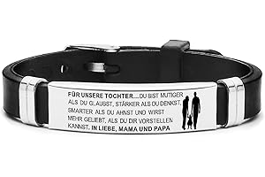 HAYOUWAY Personalisiertes Armband mit Gravur für Meine Tochter Sohn Damen Herren, Mutter Tochter Sohn Armband Inspirativ Verstellbar Silikon Edelstahl Armbänder Geschenke An Sohn Tochter von Mama Papa