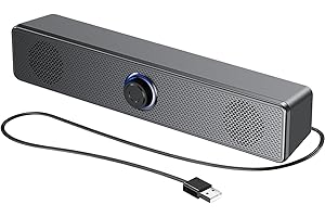 GBOKYN Enceinte Bluetooth 5.0 Alimenté par USB Haut Parleur PC 2 en 1 Enceinte Ordinateur de Bureau avec 2 Diaphragmes Stéréo 3D Barre de Son PC Contrôle du Volume pour Powerbank PC Bureau Ordinateur