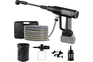 LIROPAU Akumulatorowa myjka wysokociśnieniowa, 610 PSI, 380 W, kompatybilna z akumulatorem Makita 18 V, przenośna myjka wysokociśnieniowa z wielofunkcyjną dyszą natryskową 6 w 1, 4 poziomy czyszczenia, wąż 5