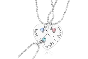 Peysaitr 3 Pcs Best Friend Necklace, Heart Puzzle Jigsaw Necklace, Matching Heart Friendship Necklace for 3 Girls, Pendant Necklaces Jewellery Gift for Women Girls Birthday Christmas