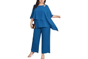 Hanna Nikole Conjunto elegante de traje de noche para mujer, talla grande, conjunto de 2 piezas, traje de cóctel, fiesta, pantalones festivos, camisa de gasa de dos piezas y pantalones de cintura alta