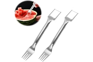 Zueyen 2 pieces watermelon cutter, 2-in-1 watermelon fork cutter, fruit forks, cutter made of stainless steel knife, for kitchen, family, parties, camping